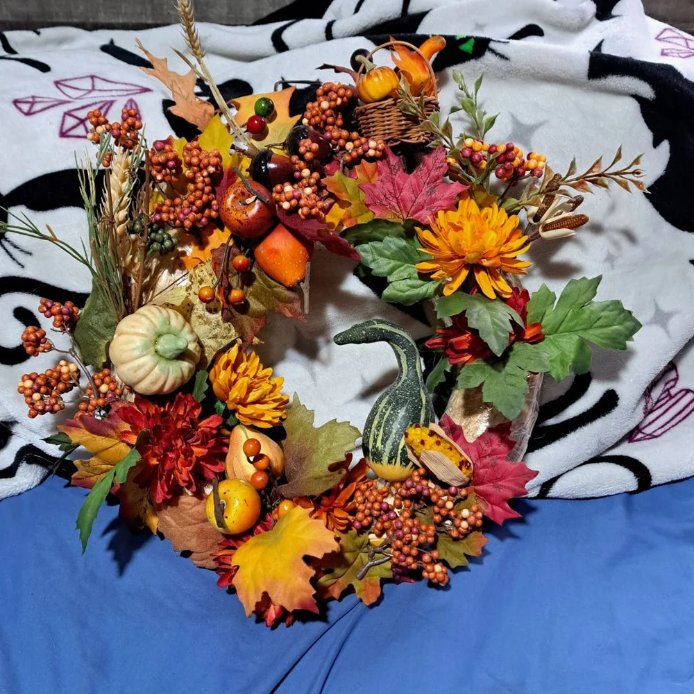 Wreath One Size Orange and GreenFall Decor